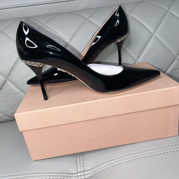 NWT Miu Miu Black Patent Leather Heels - Picture 7 of 9